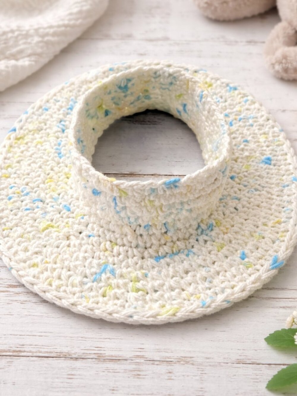 Newborn Papale Hat Neutral Speckled | Handmade Baby Sun Hat | Crochet Baby Hat